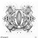 spaceship tattoo design idea