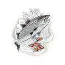 salmon  and trout tattoo design idea