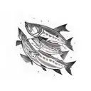salmon  and trout tattoo design idea