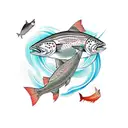 salmon  and trout tattoo design idea