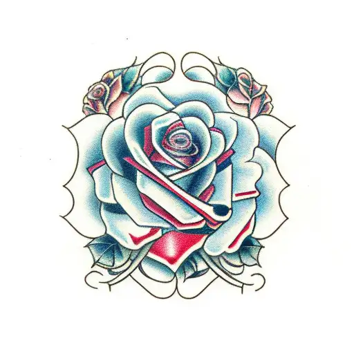 old school blue rose tattoo