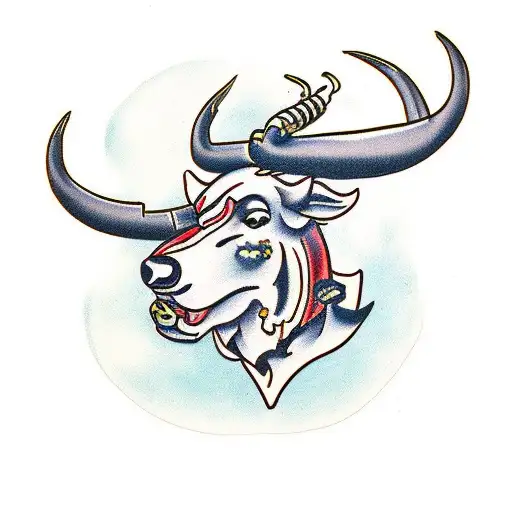 BRAVE BULL WITH LETTERS LKF tattoo design idea