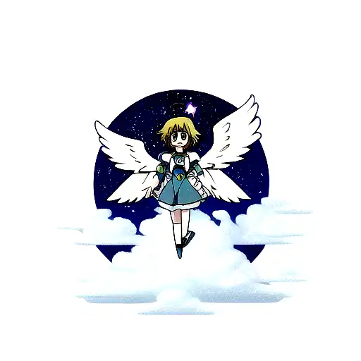 Archangel Raphael with Clouds and stars  tattoo design idea