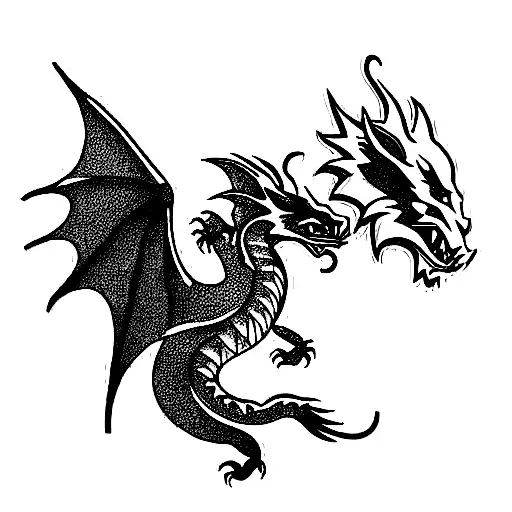 Dragon and wolf tattoo design idea