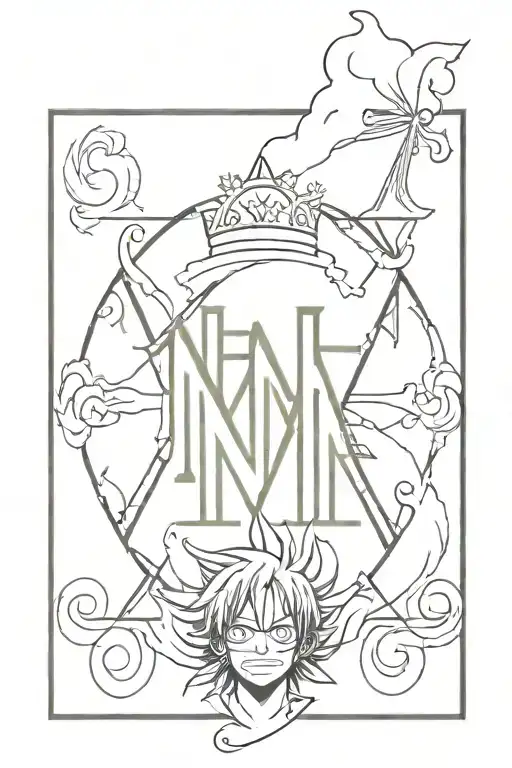 same style as Ace from one piece but the letters are E, M, A, and T tattoo design idea