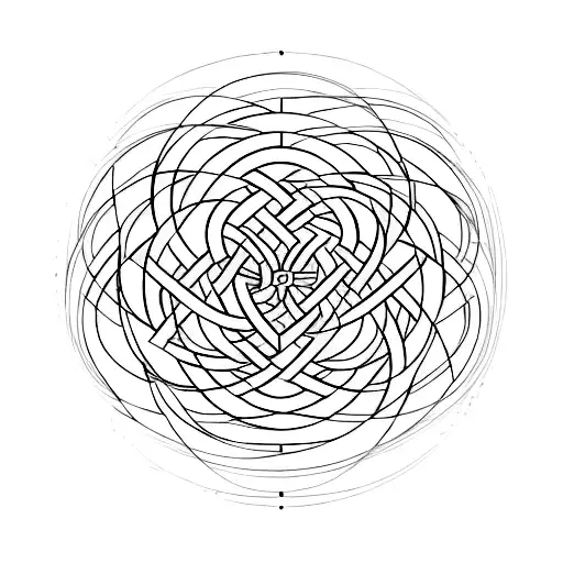 Design a tattoo concept featuring a temporal labyrinth interwoven with timelines, incorporating a pendulum as a central  tattoo design idea