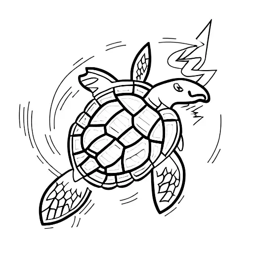 Turtle riding a lightning bolt tattoo design idea
