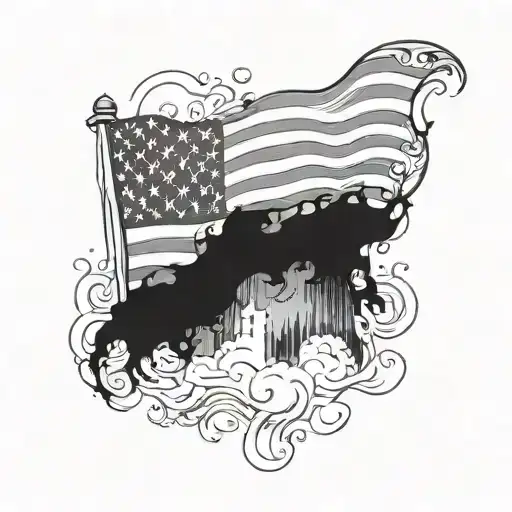 american flag shrouded in fog sleeve tattoo design tattoo design idea