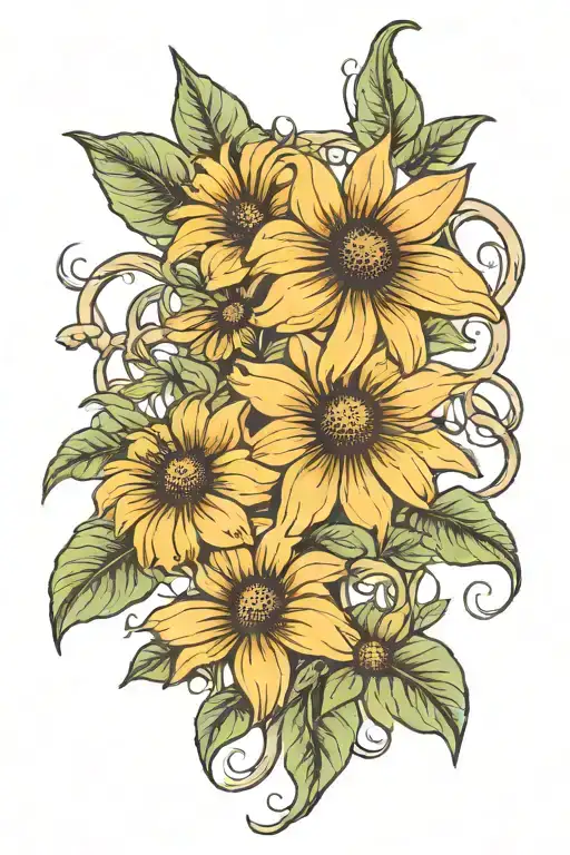 black eyed Susan overlapping/intertwined tattoo design idea