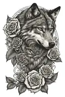 Full Arm tattoo design with Wolf, Roses, Values Discipline, Perseverance, Pain Everything symbolized tattoo design idea