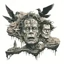 A surreal and abstract representation of Stephen King's imagination tattoo design idea