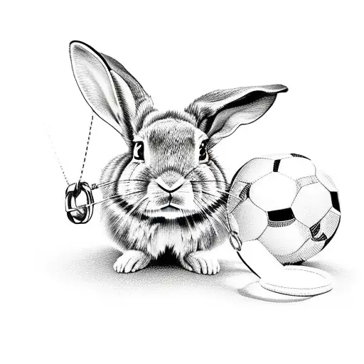 running rabbit locked to a ball and chain tattoo design idea