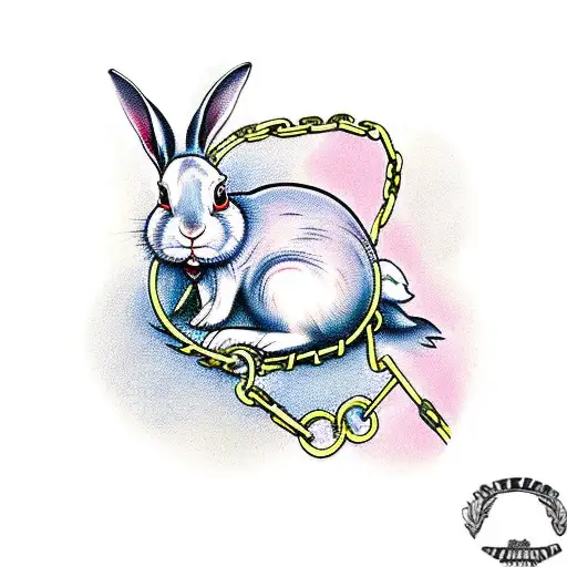 rabbit locked to a ball and chain tattoo design idea