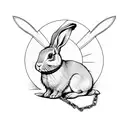 rabbit tied to ball and chain tattoo design idea