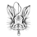 rabbit tied to ball and chain tattoo design idea