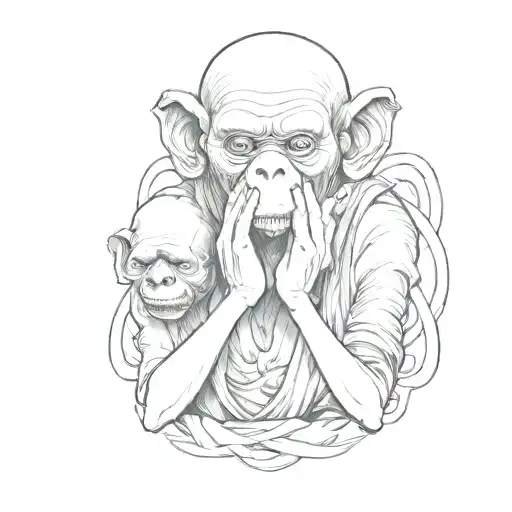 hear no evil, speak no evil, see no evil tattoo design idea