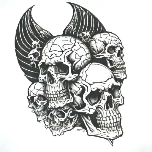 blackout on the base and stacked skulls on top tattoo design idea