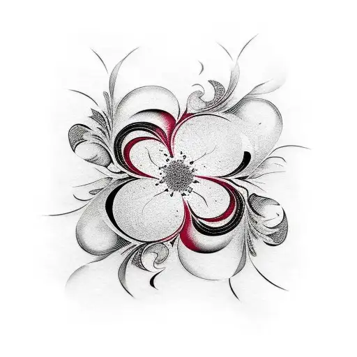 a chest piece with black swirly waves, cherry blossom petals, and Japanese maple leaves. tattoo design idea