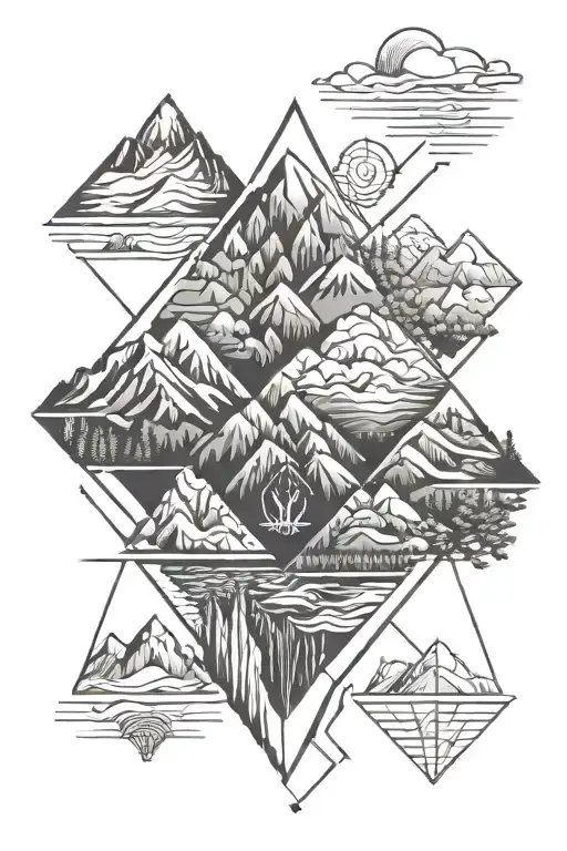 "take the risk or lose the chance" mountains and travel tattoo design idea
