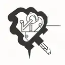 Interlocking J and S initials forming a heart shape with a key and lock motif tattoo design idea