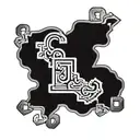 Interlocking J and S initials forming a heart shape with a key and lock motif tattoo design idea