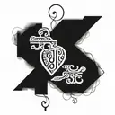 Interlocking J and S initials forming a heart shape with a key and lock motif tattoo design idea