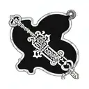 Interlocking J and S initials forming a heart shape with a key and lock motif tattoo design idea