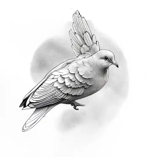 Banner dove clouds tattoo design idea