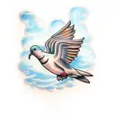 Banner dove clouds tattoo design idea