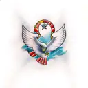 Banner dove clouds tattoo design idea