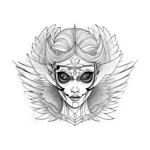 Half angel half devil tattoo design idea