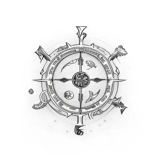 vegvisir and risks tattoo design idea
