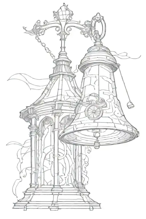 collapsing church bell tattoo design idea