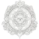 An intricate design combining religious symbols with elements of horror tattoo design idea