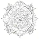 An intricate design combining religious symbols with elements of horror tattoo design idea