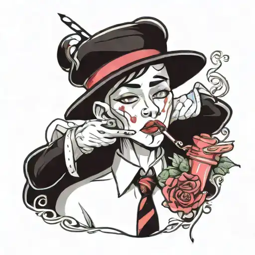 dainty boy with lipstick  tattoo design idea