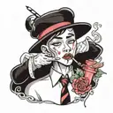 dainty boy with lipstick  tattoo design idea