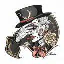 dainty boy with lipstick  tattoo design idea