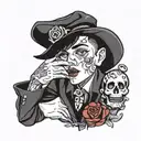 dainty boy with lipstick  tattoo design idea
