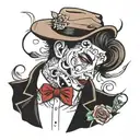 dainty boy with lipstick  tattoo design idea