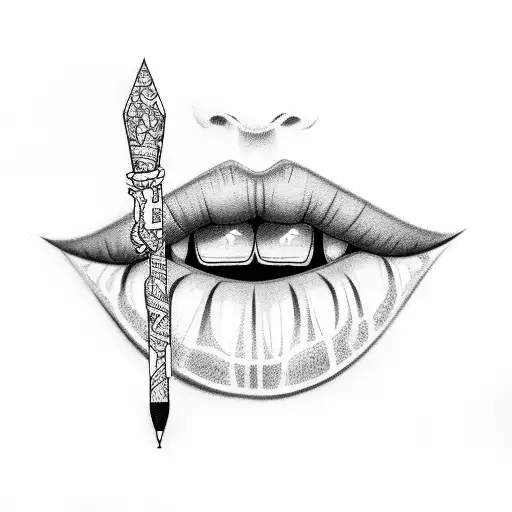 lips with lolly  tattoo design idea