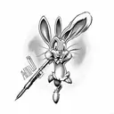 Bugs bunny with weapon  tattoo design idea