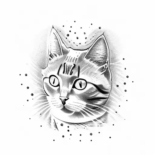 Cat with Jewish Star tattoo design idea