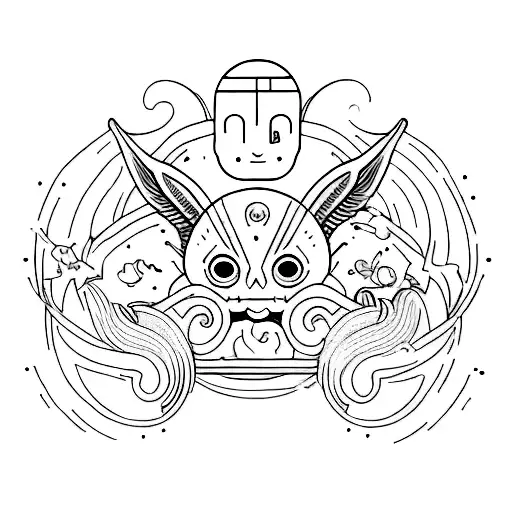A tattoo of a Renaissance-style portrait of a cute extraterrestrial creature tattoo design idea