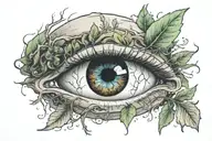 eye with mycelium growing inside tattoo design idea