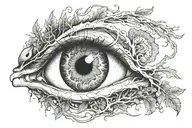 eye with mycelium growing inside tattoo design idea