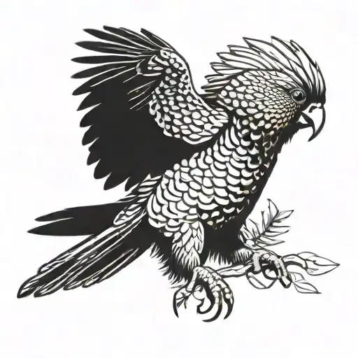 yellow tailed black cockatoo flying tattoo design idea