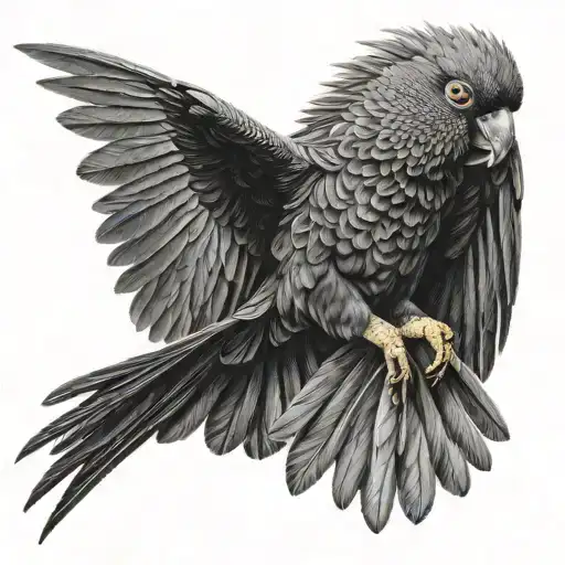 yellow tailed black cockatoo flying tattoo design idea