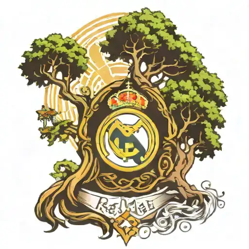 real madrid logo in a tree of life tree tattoo design idea