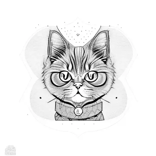 red and black persian cat tattoo design idea
